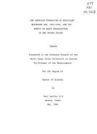 Recording Ban, 1942-1944, and Its Effect on Radio Broadcasting