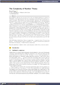 The Complexity of Number Theory Frank Vega Joysonic, Uzun Mirkova 5, Belgrade, 11000, Serbia Vega.Frank@Gmail.Com