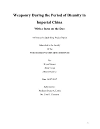 Weaponry During the Period of Disunity in Imperial China with a Focus on the Dao