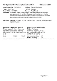 Weekly List of New Planning Applications Week 05 December