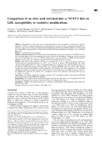 Comparison of an Oleic Acid Enriched-Diet Vs NCEP-I Diet on LDL Susceptibility to Oxidative Modi®Cations