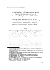 Factors Associated with Emergence and Spread of Cholera Epidemics and Its Control in Sarawak, Malaysia Between 1994 and 2003