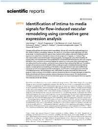 Identification of Intima-To-Media Signals for Flow-Induced Vascular Remodeling Using Correlative Gene Expression Analysis