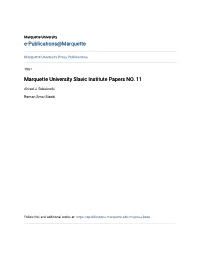 Marquette University Slavic Institute Papers NO. 11