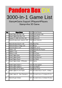 Pandora Box DX 3000-In-1 Games List