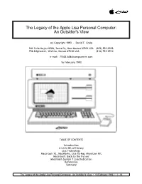 The Legacy of the Apple Lisa Personal Computer: an Outsider's View