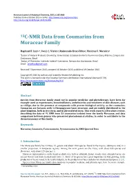 13C-NMR Data from Coumarins from Moraceae Family
