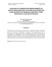 Analysis of Competitive Improvement of Soyculture Industry Clusters in Supporting Food Security in Grobogan District Using Industrial Cluster Approach