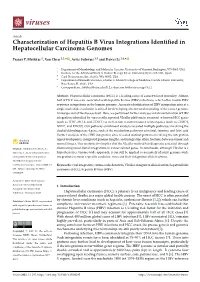 Characterization of Hepatitis B Virus Integrations Identified In