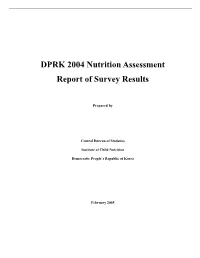 DPRK 2004 Nutrition Assessment Report of Survey Results