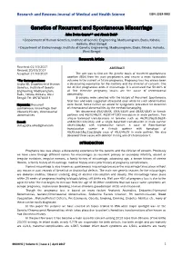 Genetics of Recurrent and Spontaneous Miscarriage
