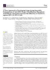 Poly(Ethylene Phosphoric Acid) Block Copolymers Increase the Efﬁciency of Tenofovir Against HIV-1 in MT-4 Cells