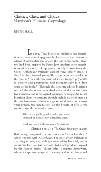 Classics, Class, and Cloaca: Harrison's Humane Coprology