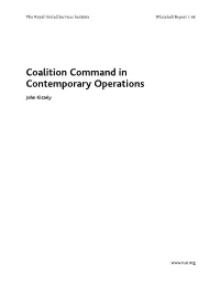 Coalition Command in Contemporary Operations