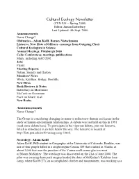 Cultural Ecology Newsletter (CEN #35 -- Spring 2000) Editor: Simon Batterbury Last Updated: 4Th Sept