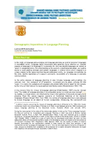 Demographic Imperatives in Language Planning
