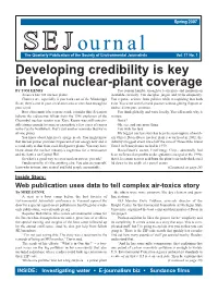 Developing Credibility Is Key in Local Nuclear-Plant Coverage by TOM HENRY You Remain Humble Enough to Learn More and Maintain an America Has 103 Nuclear Plants