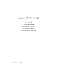 Lectures on Vector Calculus
