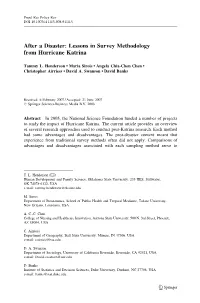 Lessons in Survey Methodology from Hurricane Katrina