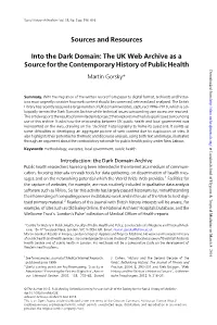 The UK Web Archive As a Source for the Contemporary History of Public Health Downloaded from Martin Gorsky*