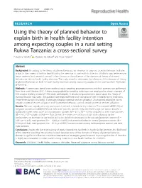 Using the Theory of Planned Behavior to Explain Birth in Health Facility