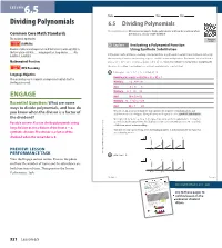 Dividing Polynomials