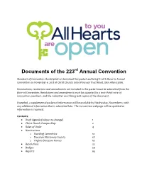 Documents of the 223 Annual Convention