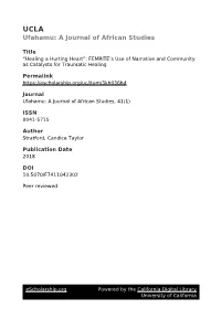 “Healing a Hurting Heart”: FEMRITE's Use of Narrative and Community As