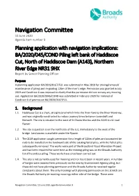 Planning Application with Navigation Implications: BA/2020/045/COND Piling Left Bank of Haddiscoe Cut, North of Haddiscoe Dam (A