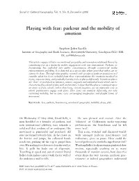 Playing with Fear: Parkour and the Mobility of Emotion