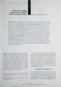 Reduction of Implant Loading Using a Modified Centric Occlusal Anatomy Lawrence A