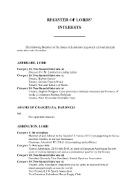 Register of Lords' Interests