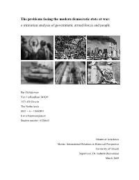 The Problems Facing the Modern Democratic State at War: a Trinitarian Analysis of Government, Armed Forces and People