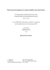 Theoretical Investigation of Catalyst Stability and Deactivation