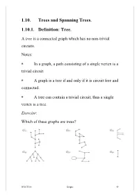 1.10. Trees and Spanning Trees. 1.10.1. Definition