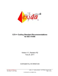 C/C++ Coding Standard Recommendations for IEC 61508
