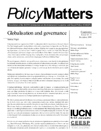 Globalisation and Governance Issue No