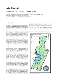 Lake Dianchi Experience and Lessons Learned Brief