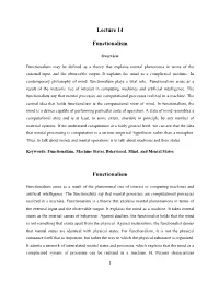 Lecture 14 Functionalism Functionalism