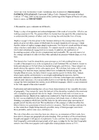 Text of the Introductory Address Delivered By
