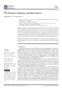 The Duality of Similarity and Metric Spaces