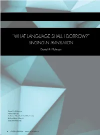 “What Language Shall I Borrow?” Singing in Translation
