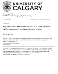 Exploration of Resilience in Relation to Mindfulness, Self-Compassion, and Attachment Styles