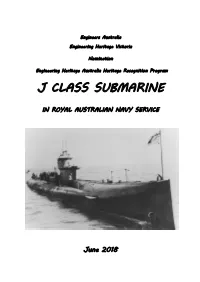 J CLASS SUBMARINE Nomination for Heritage Recognition Page 2