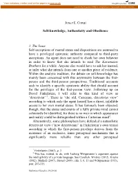 Self-Knowledge, Authenticity and Obedience 1. the Issue Self