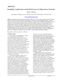 ARTICLES Readability, Logodiversity, and the Effectiveness of College