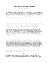 Artificial Intelligence and the “Barrier” of Meaning Workshop Participants