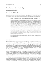 Beta Diversity for Functional Ecology