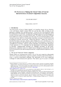 EU Towercos Or Making the Utmost Value of Current Infrastructures: Eventual Competition Concerns