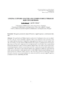 Linking Clifford Analysis and Combinatorics Through Bijective Methods